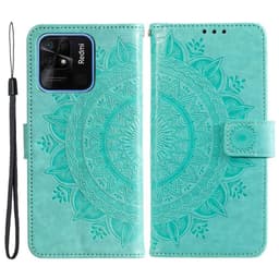 SKALO Xiaomi Redmi 10C Mandala Flip Cover - Turkis
