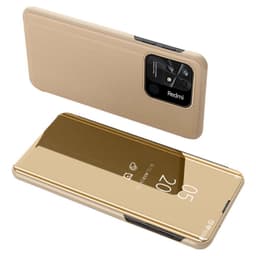 SKALO Xiaomi Redmi 10C Clear View Spegel fodral - Guld