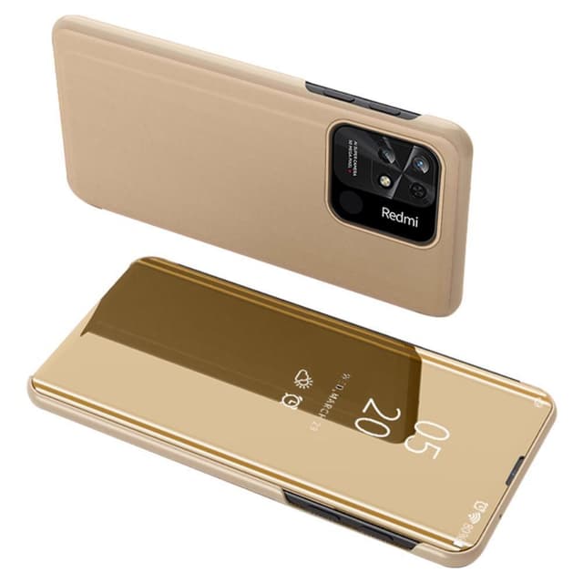 SKALO Xiaomi Redmi 10C Clear View Spegel fodral - Guld