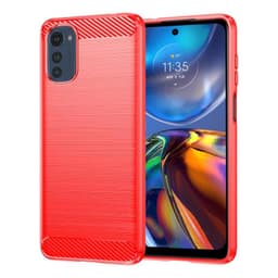 SKALO Motorola Moto E32/E32s Armor Carbon Iskunkestävä TPU suojakuori - Punainen