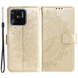 SKALO Xiaomi Redmi 10C Mandala Flip Cover - Guld
