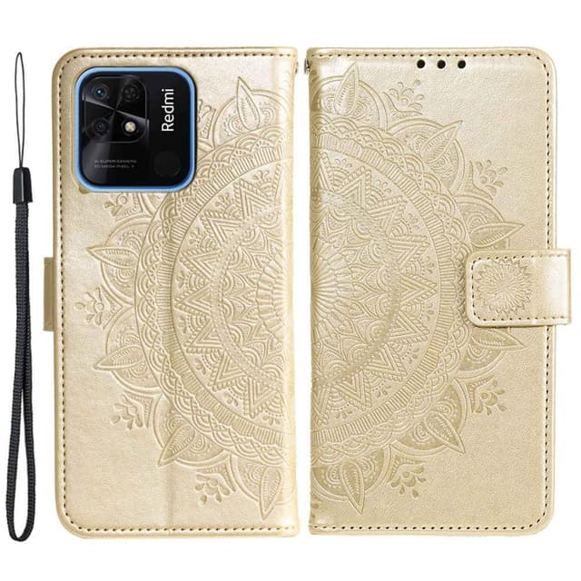 SKALO Xiaomi Redmi 10C Mandala Flip Cover - Guld