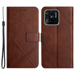 SKALO Xiaomi Redmi 10C Embossed Plånboksfodral i PU-Läder - Brun