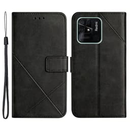 SKALO Xiaomi Redmi 10C Embossed Plånboksfodral i PU-Läder - Svart
