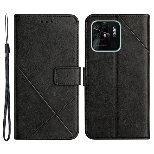 SKALO Xiaomi Redmi 10C Embossed Plånboksfodral i PU-Läder - Svart
