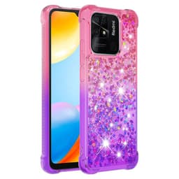 SKALO Xiaomi Redmi 10C Kvicksand Glitter Hjärtan TPU-skal - Rosa-Lila