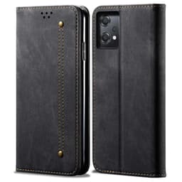 SKALO OnePlus Nord CE 2 Lite 5G Jeans Lompakkokotelo - Musta