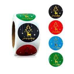 Merry Christmas Stickers 1 rulle 500-stykke MultiColor 2.5 cm
