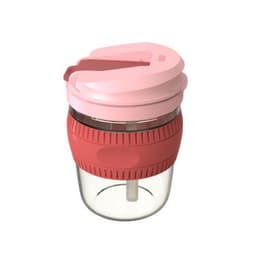 Take-away krus med halm, rosa