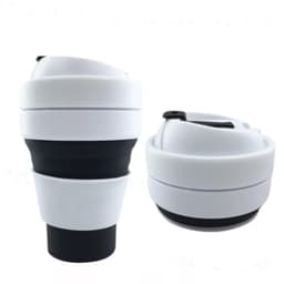 Hopfällbar kaffemugg med lutande lock 355 ml Vit/Svart