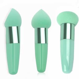 Powder Puff Mushroom Makeup Svampblender Puff Med Håndtak 3 Pakke Grønn