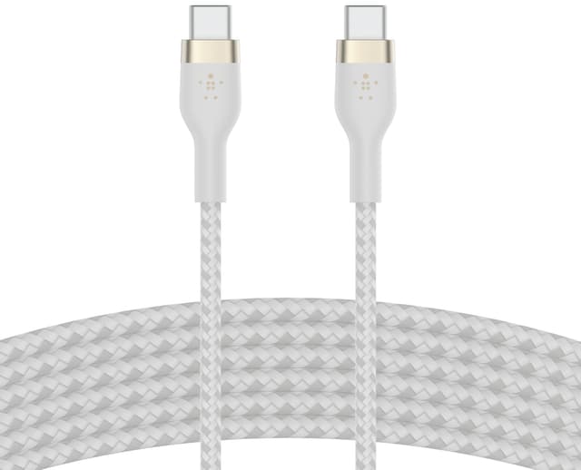 Belkin BoostCharge Pro Flex USB-C till USB-C 2.0-kabel (vit)