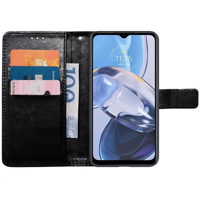 Lompakkokotelo 3-kortti Motorola Moto E22i - Musta