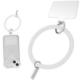 Mobilringholder med nøkkelring Hvit