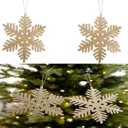Glitter Christmas Snowflake Ornament 2-Pack Champagne