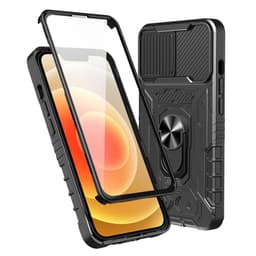 iPhone 14 Plus täyskantinen TPU + PC Kickstand -puhelinkotelo+karkaistu lasi