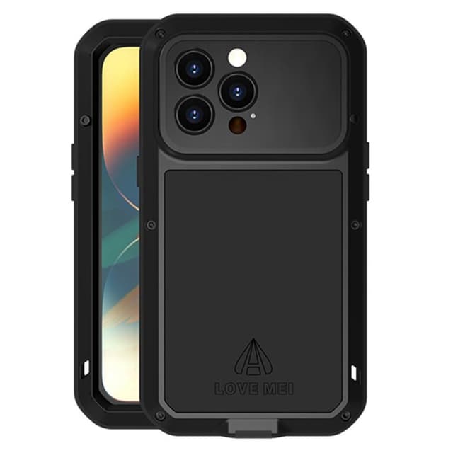 iPhone 14 Pro LOVE MEI Kraftfullt stötsäkert fodral metall+silikon härdat glas