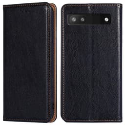Google Pixel 6a Stand Telefontaske Fuld Beskyttelse Pung Cover - Sort