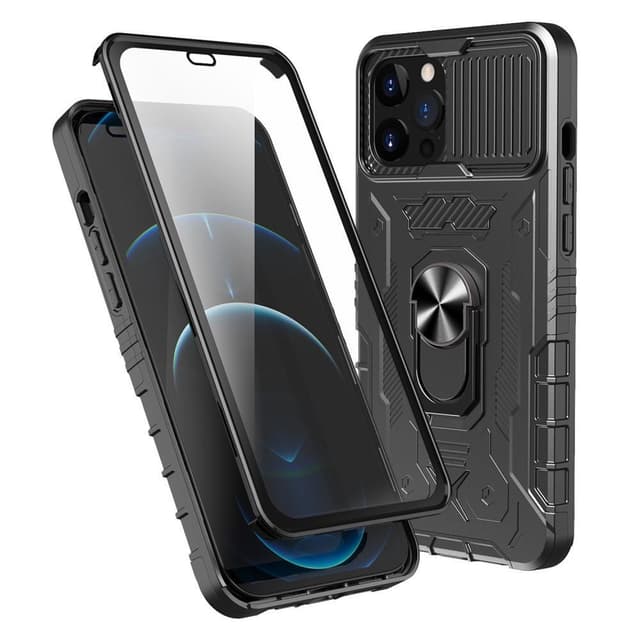 iPhone 14 Pro Hybridskal med FingerRing & kameraskydd + härdat glas