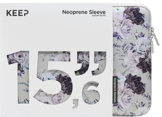 KEEP 15,6" PC neopreeninen suojatasku (Silver Summer Flower)