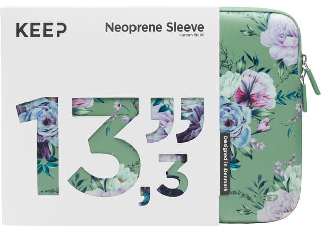 KEEP 13.3" PC neoprenfodral (Jade Summer Flower)