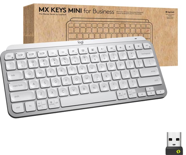 Logitech MX Keys Mini for Business, Mini, Trådlös RF + Bluetooth, Saxbrytare,
