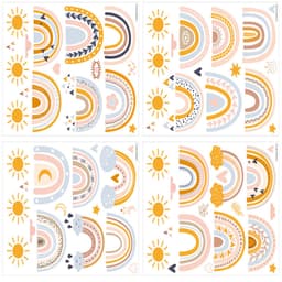 Rainbow Wall Stickers 4 ark 36 stk MultiColor 22x30 cm