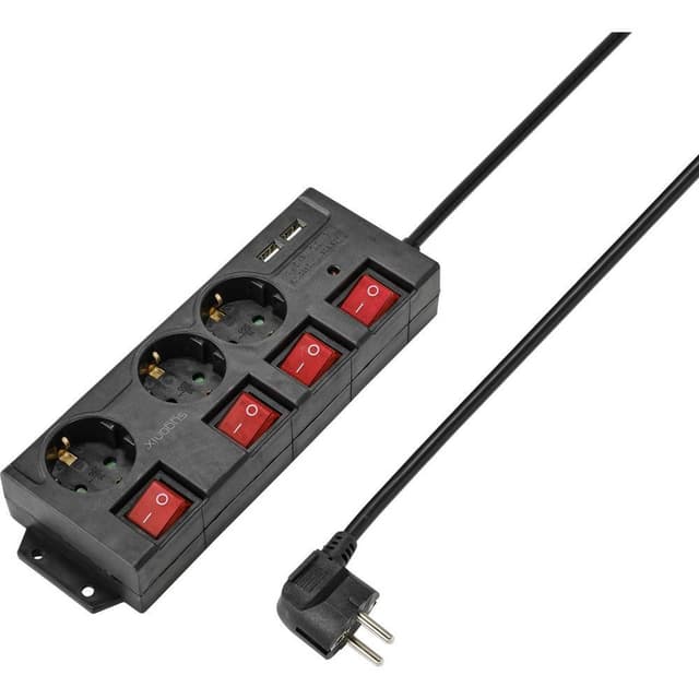 Sygonix RF-4737788 Förgreningsdosa med brytare Svart