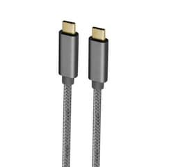 NÖRDIC 50cm USB C til C USB-kabel USB3.1 Gen2 opladning på Power Delivery 100W 10 Gbps 5A med Emarker, Nylon Flettet plads grå