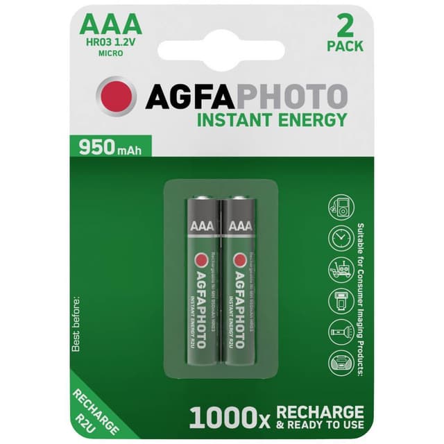 AgfaPhoto HR03 Laddbart batteri AAA (R03) NiMH 950 mAh