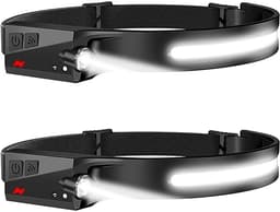 Oppladbar COB LED-hodelykt 2-pak Sort