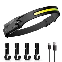Genopladelig COB LED forlygte Sort