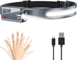 COB utendørs hodelykt USB Grå