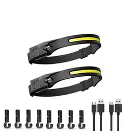 Genopladelig pandelampe med COB LED 2-pak Sort