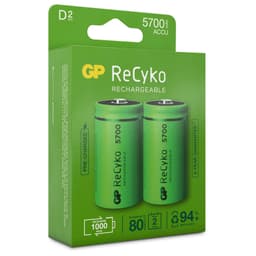 ReCyko Laddningsbara D-batterier 5700mAh 2-p