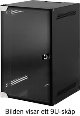 TOTEN 10""veggskap, leveres umontert, 4U, 280x310, glassdør, svart