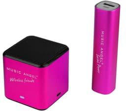 Music Angel Bärbar högtalare + Powerbank (rosa)