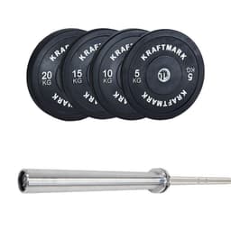 Kraftmark Vektsett 50 mm - Olympisk vektstang CF 3.0 + Bumpers 1.0