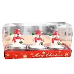 Julelys Snowman Candles 3 pakke rød