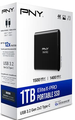 PNY X-PRO USB 3.2 gen. 2x2 Type-C bærbar SSD 1TB