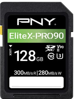 PNY 128GB EliteX-PRO 90 Class 10 U3 V90 UHS-II SD Flash hukommelseskort