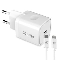Celly USB-laddare USB-C PD 20W + Lightningkabel