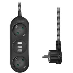 Forgreningskontakt Jordet 2-veis 3xUSB Flatplugg