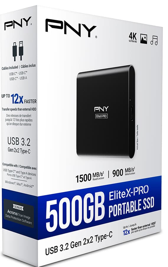 PNY EliteX-PRO USB 3.2 Gen 2x2 Type-C bærbar SSD 500GB