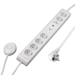 HAMA 6-Stikdåse med Fodswitch on/off 1.5m Hvid
