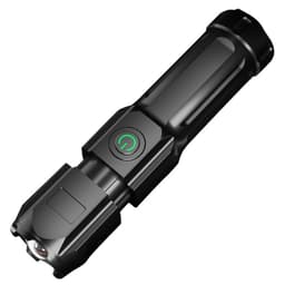 Zoombar oppladbar lommelykt 3 moduser Sort