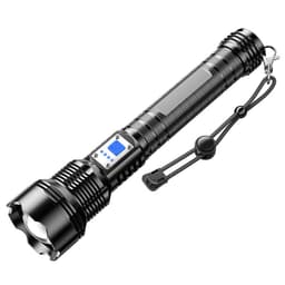 Oppladbar lommelykt 5 moduser 10000 mAh Sort
