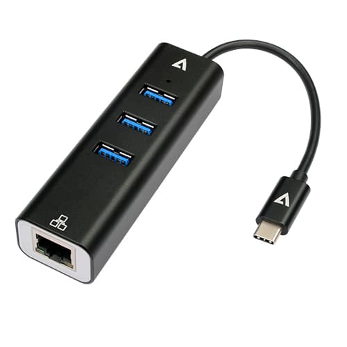 V7 V7UCRJ45USB3, USB Type-C, Svart, RJ-45, USB 3.2 Gen 1 (3.1 Gen 1) T
