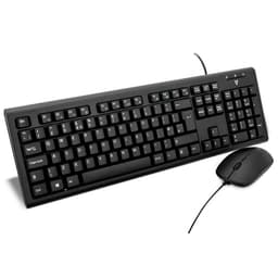 V7 CKU200, Täysikokoinen (100 %), Langallinen, USB, QWERTY, Musta, Sisältää hiiren