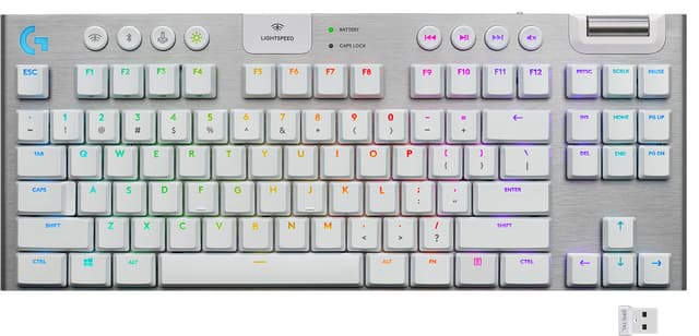 Logitech G915 Lightspeed tenkeyless trådløst gamingtastatur (hvit)
